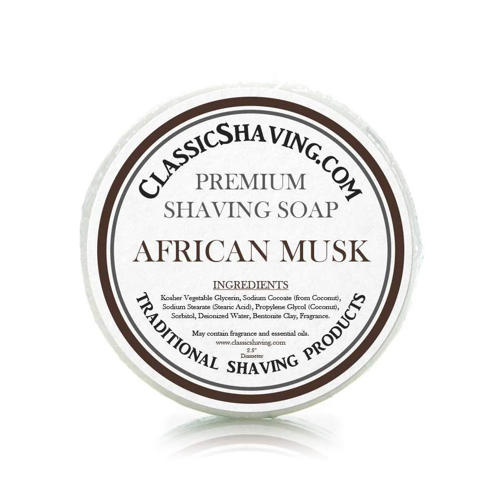 African Musk Scent - Classic Shaving Mug Soap - 2.5" Regular Size