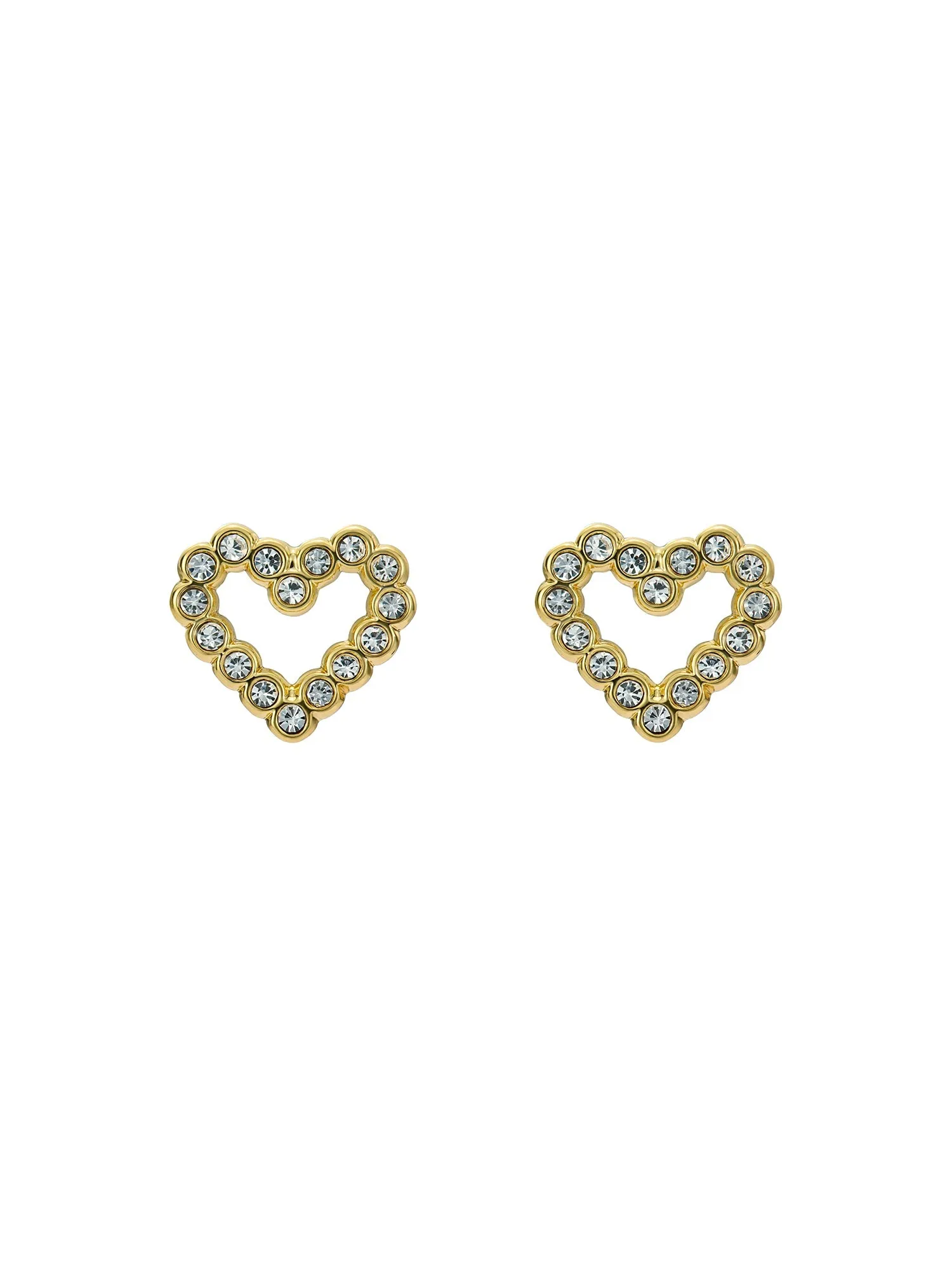 Amorina Crystal Halo Heart Stud Earrings Gold