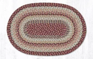 Burgundy/Sage/Mustard Braided Rug - Oval