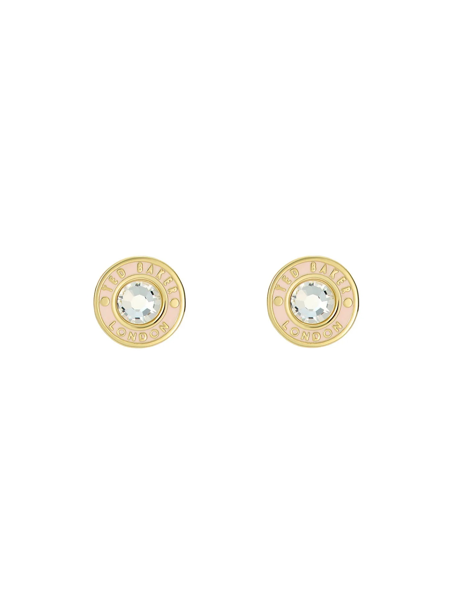Cherelle Crystal Button Stud Earrings Gold