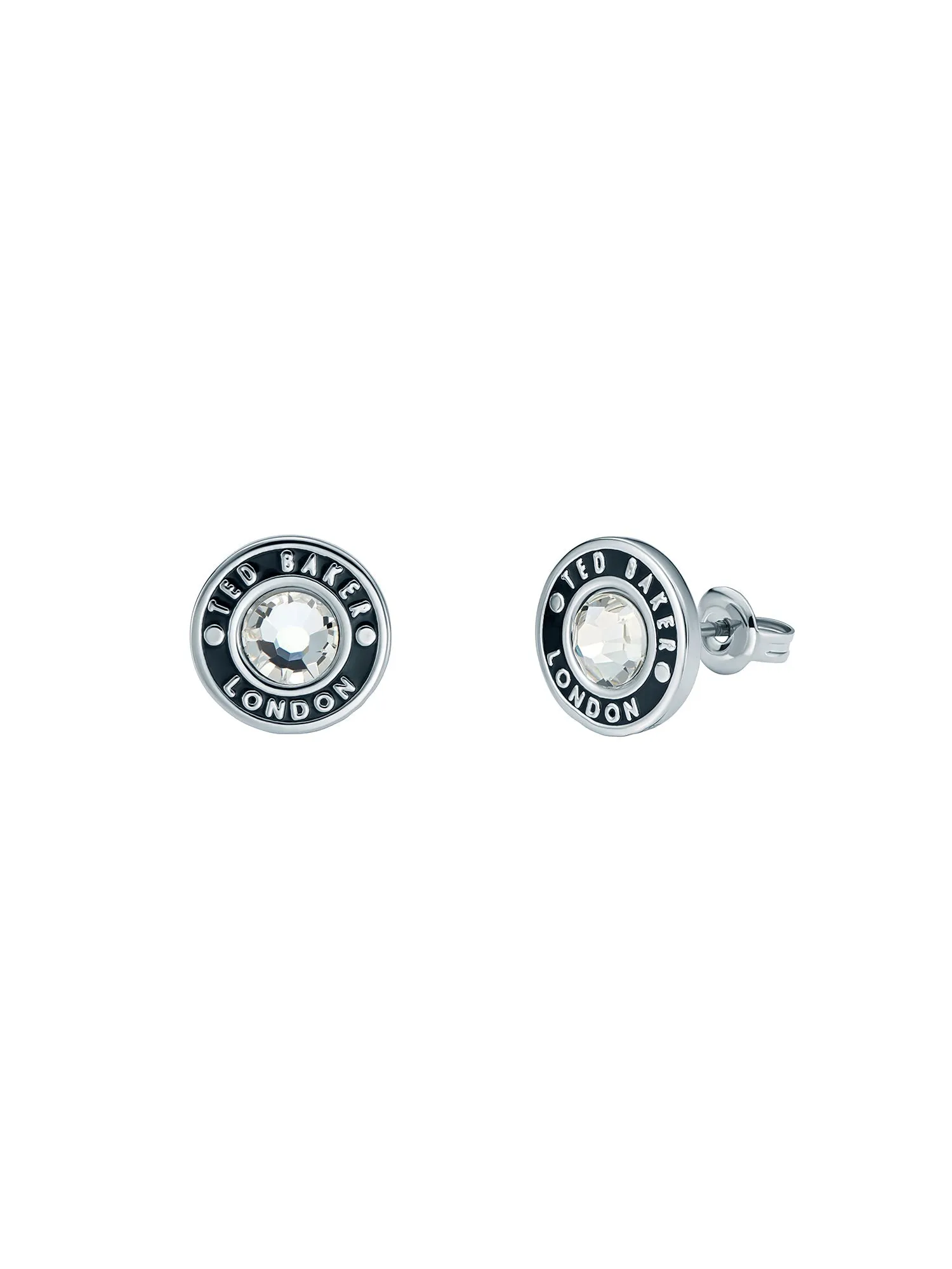 Cherelle Crystal Button Stud Earrings Silver