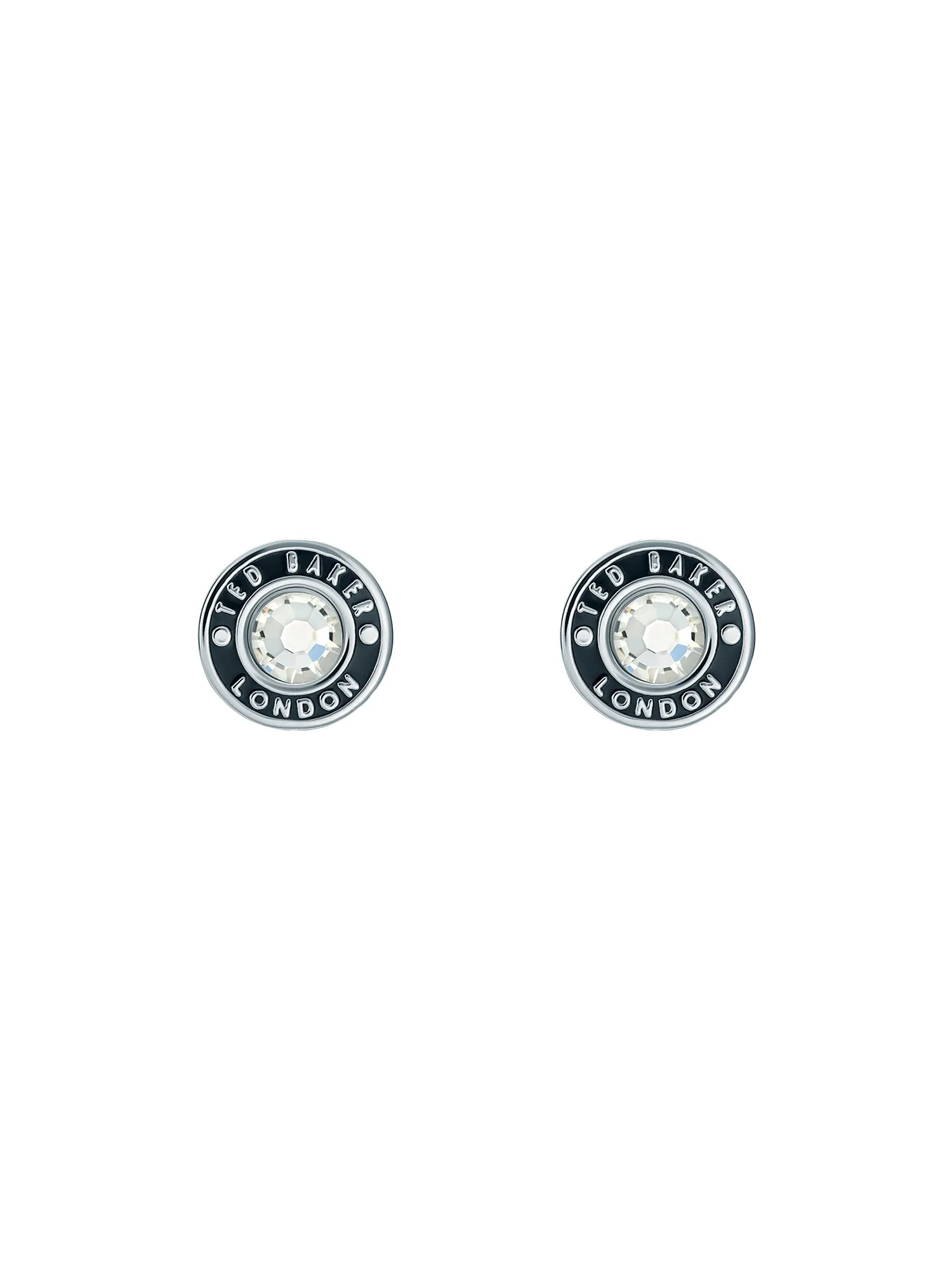 Cherelle Crystal Button Stud Earrings Silver