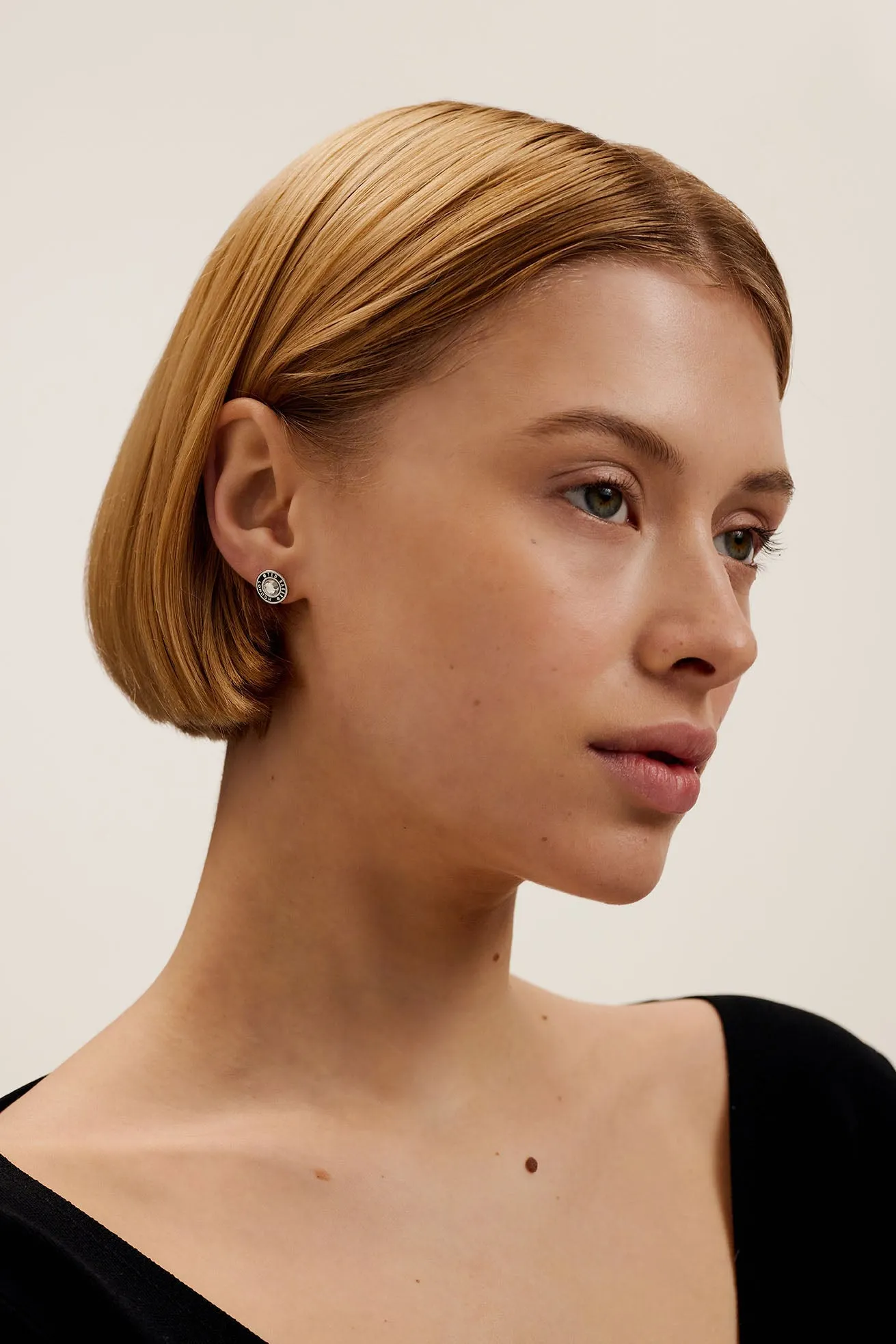 Cherelle Crystal Button Stud Earrings Silver