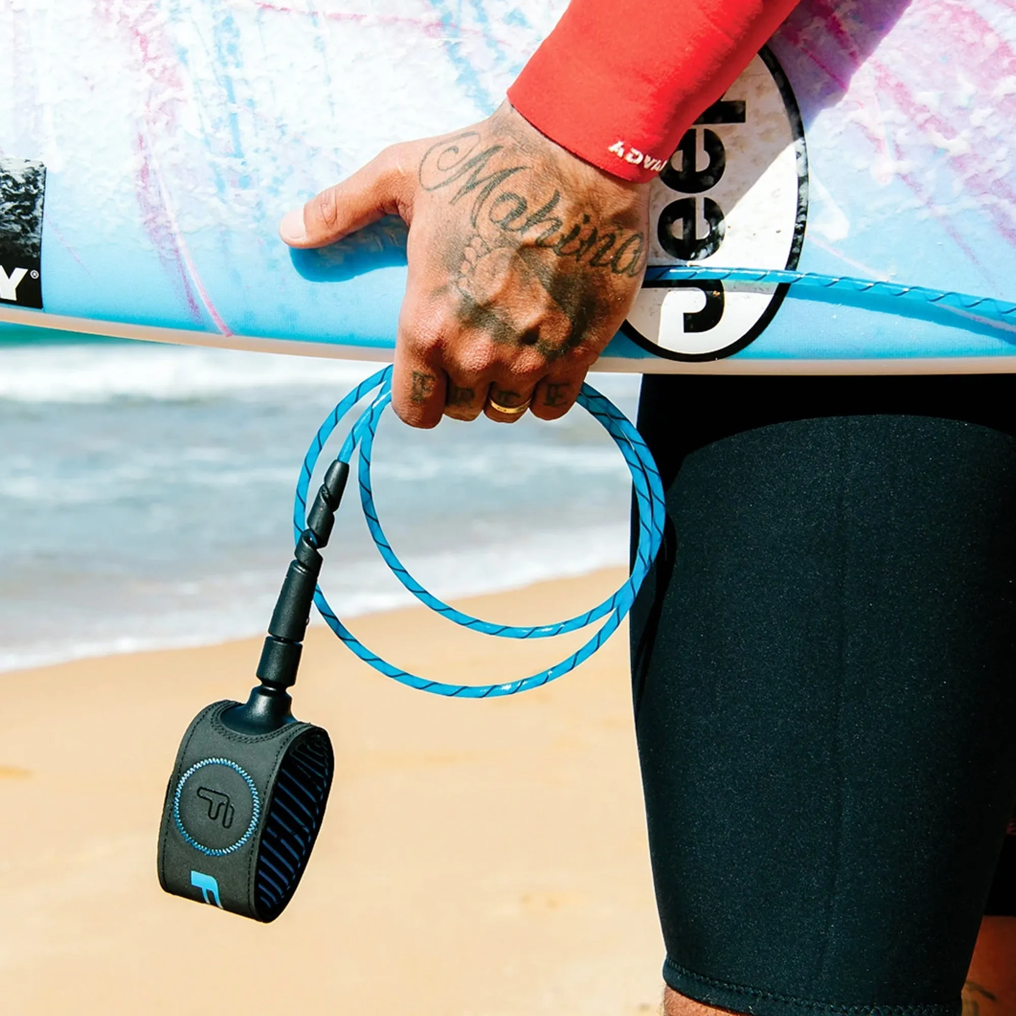 FCS Freedom Helix All Round Surfboard Leash - 7'/Blue/Black
