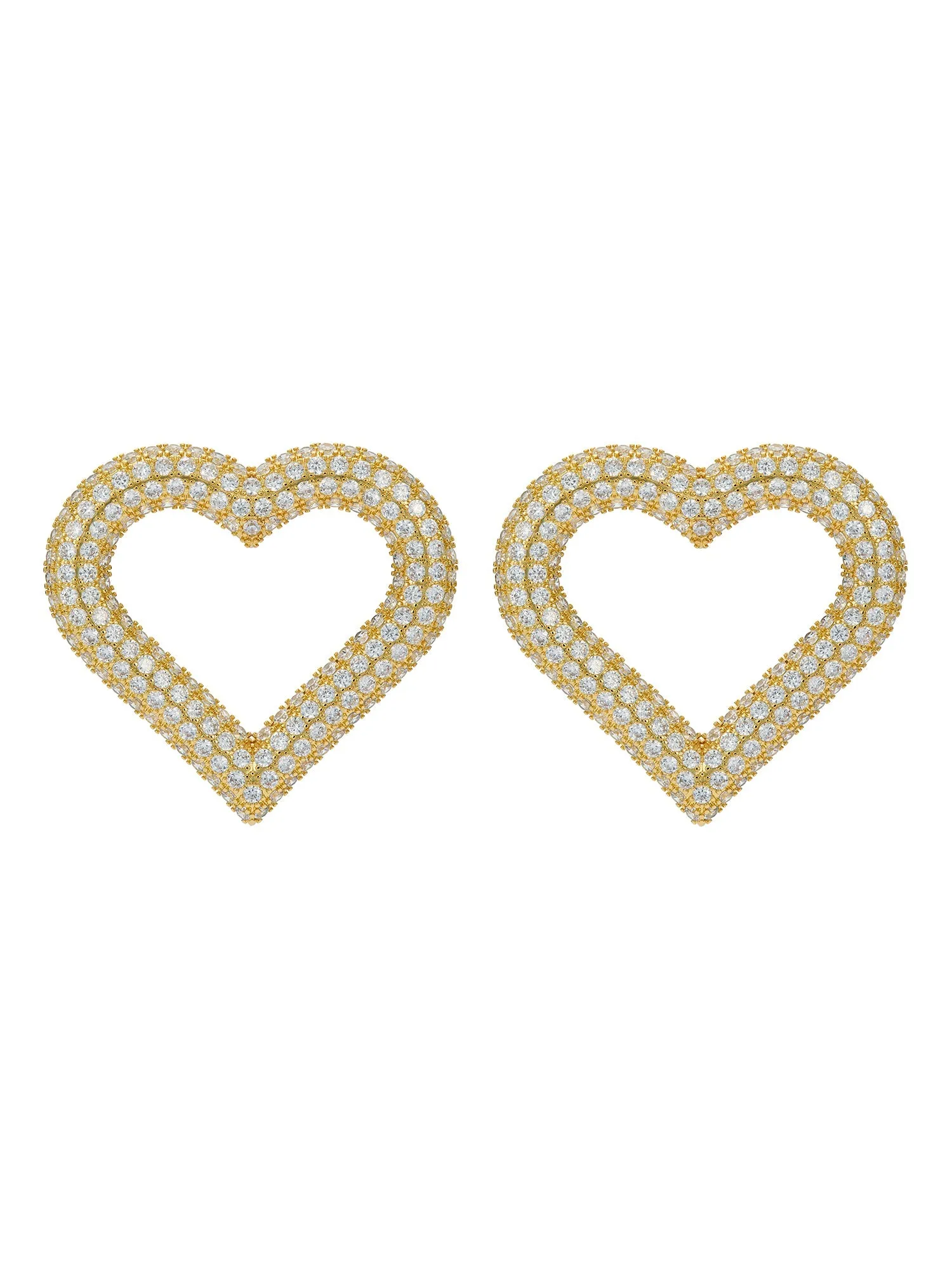 Hartia Statement Crystal Heart Stud Earrings Gold